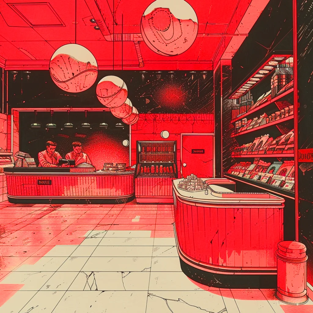 An illustration of a candy store